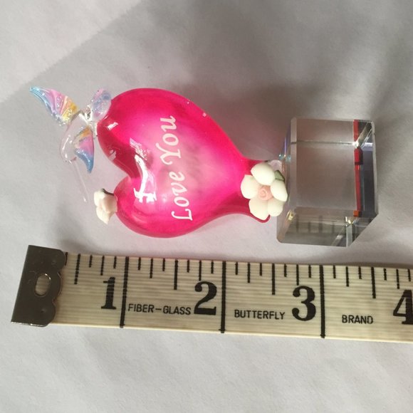 ⭕5 /$17 - "I Love You" ❤️ Pink Heart Crystal & 🌈 Hummingbird + Flowers - Picture 5 of 6